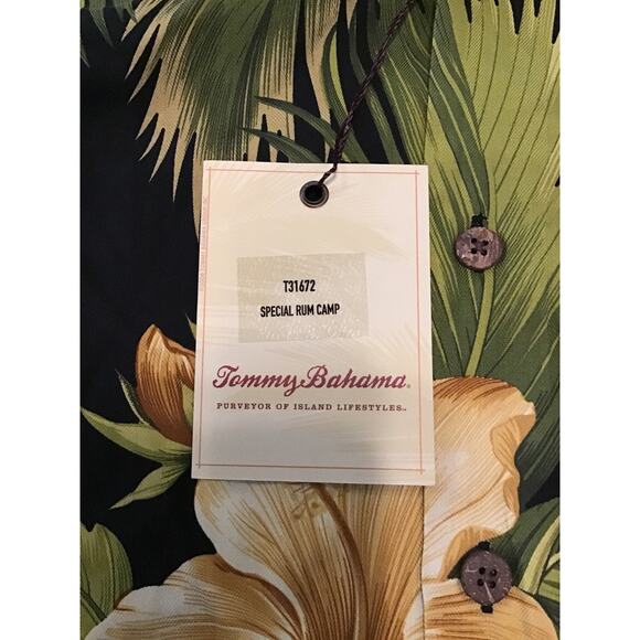 Tommy Bahama Mens Shirt XL Special Rum Camp Hawaiian Green 100% Silk Vacation - Picture 6 of 9